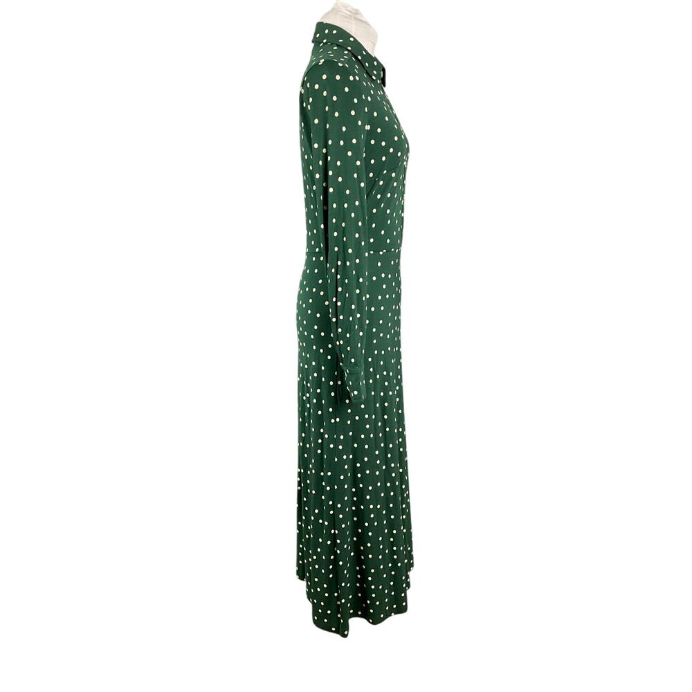 BODEN Dress Laura Jersey Knit Midi Dk Green Polka Dot sz 6 Long Tall Modern Prep - Picture 6 of 14